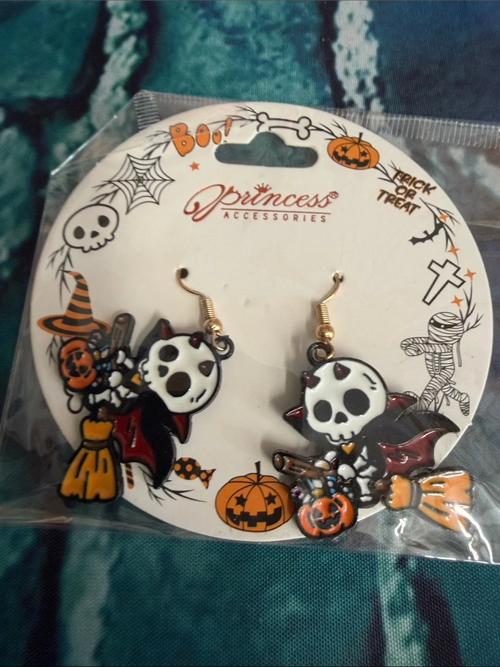 Princess Accessories Kids Halloween Earring Set - Black, White, Orange